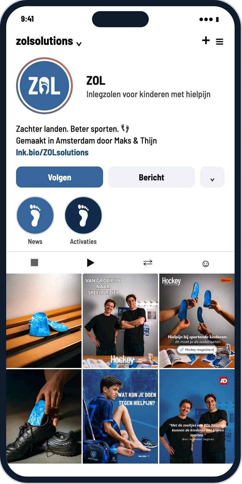 Het Instagram-profiel van ZOL